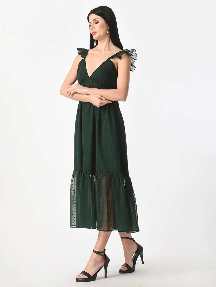women dark green self-designed tiered dress - 21565274 - Standard Image - 2