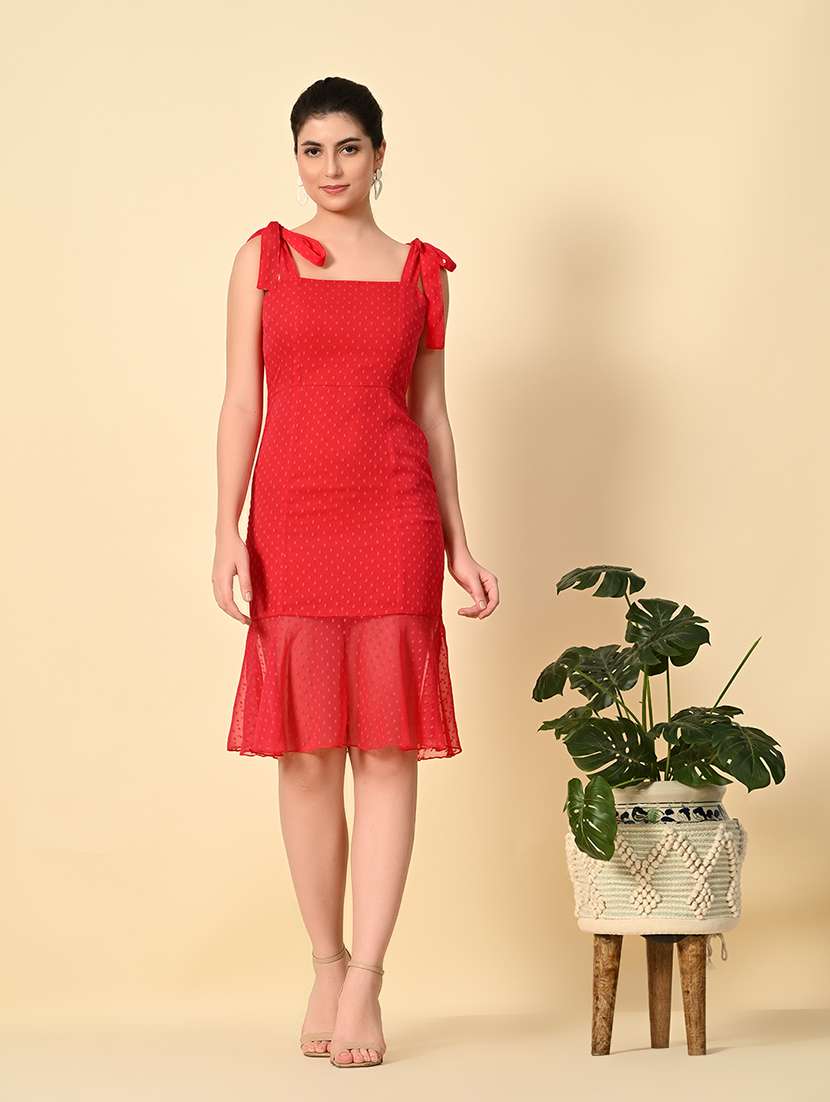 women swiss doted shoulder strap tiered dress