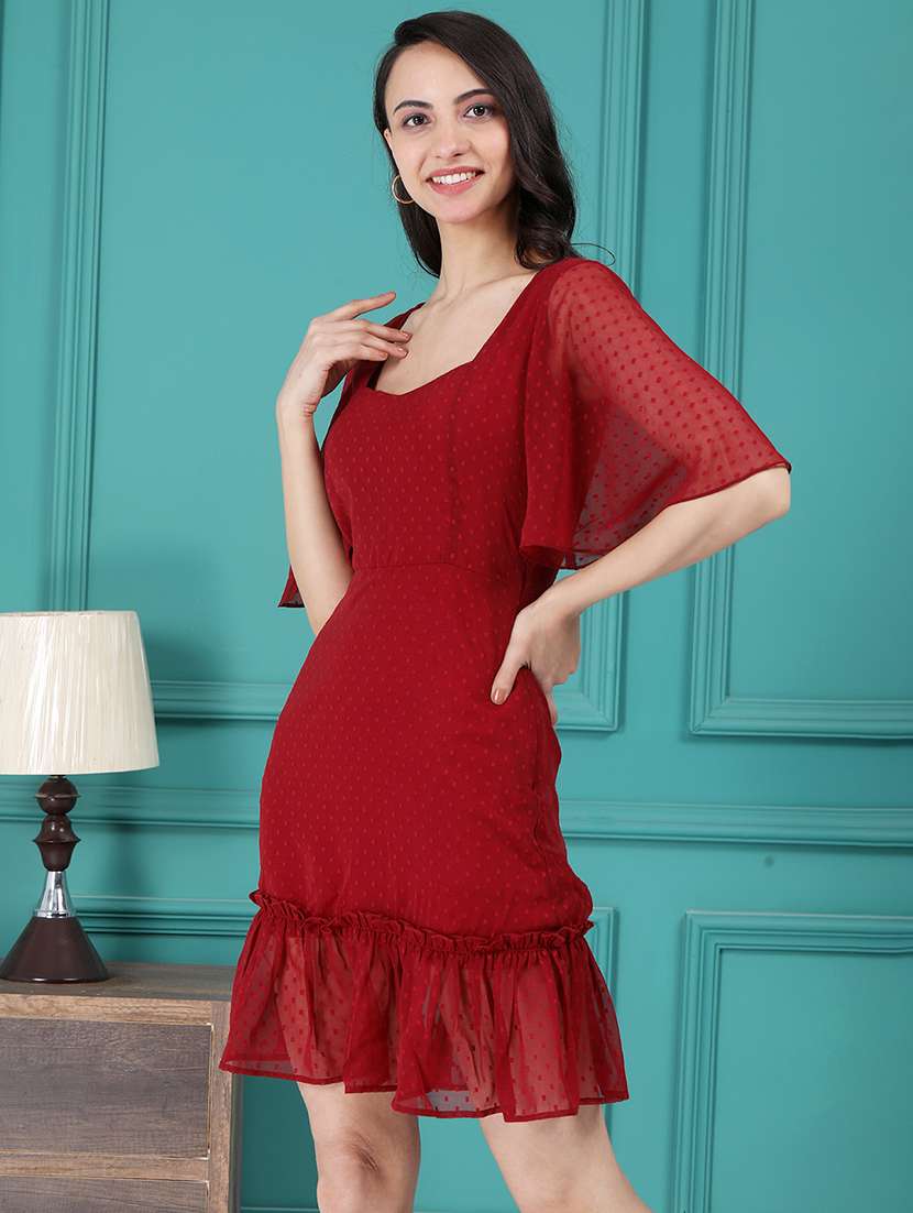 women dobby self design a-line dress - 21565437 - Standard Image - 2