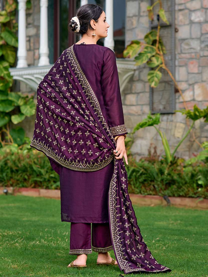 women three quarter sleeve kurta pant with dupatta set - 21565521 -  Standard Image - 2