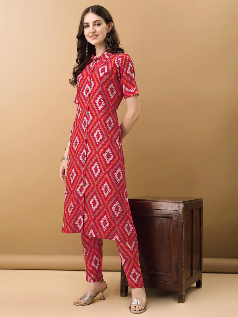 women printed short sleeves kurta pant set - 21565530 - Standard Image - 2