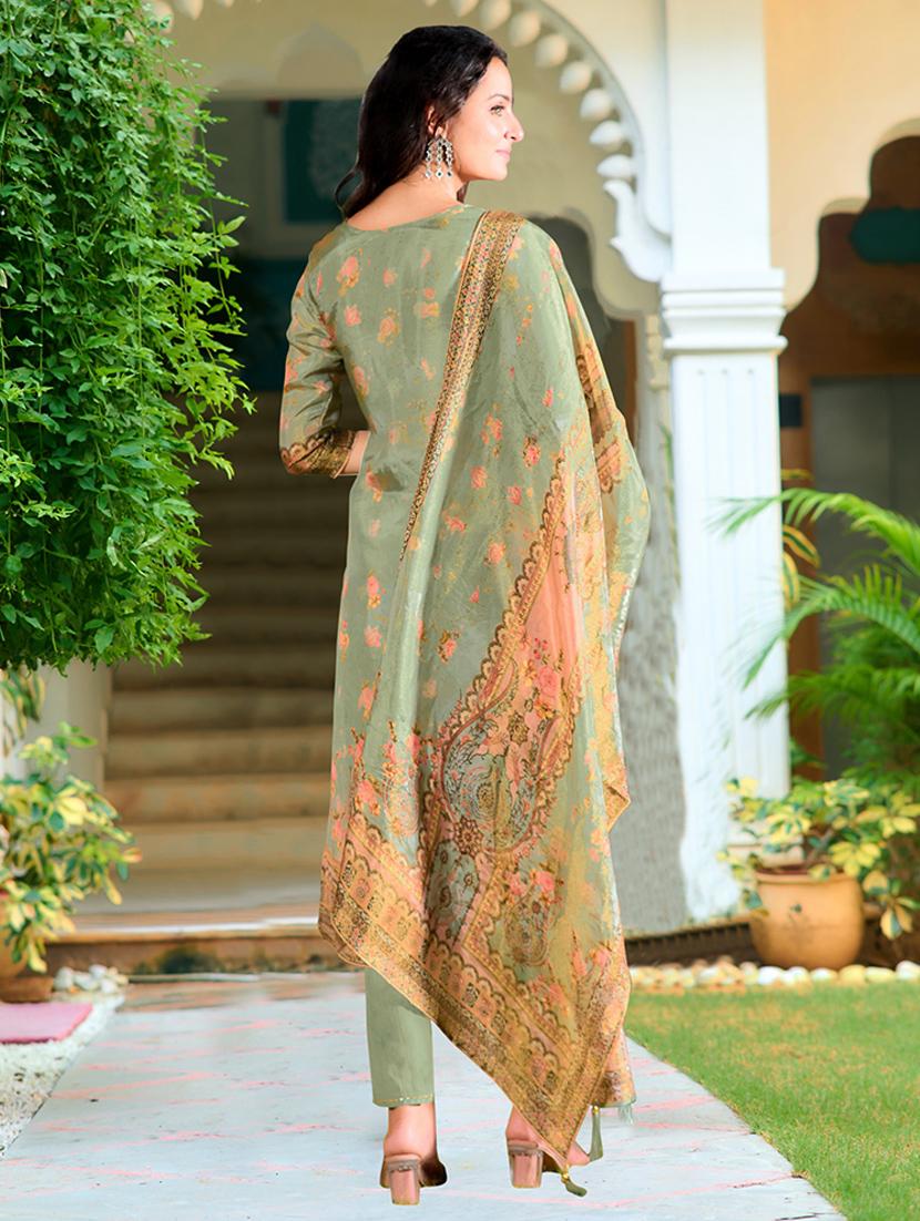 women three quarter sleeve kurta pant with dupatta set - 21565537 - Standard Image - 2