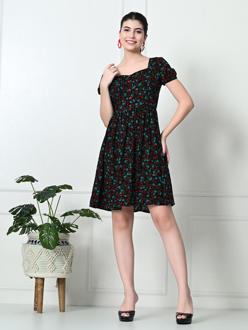 women floral print a-line dress - 21565661 - Zoom Image - 0