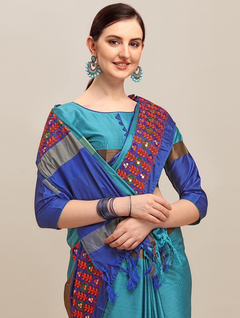 women embroidered bordered saree - 21565699 - Standard Image - 2