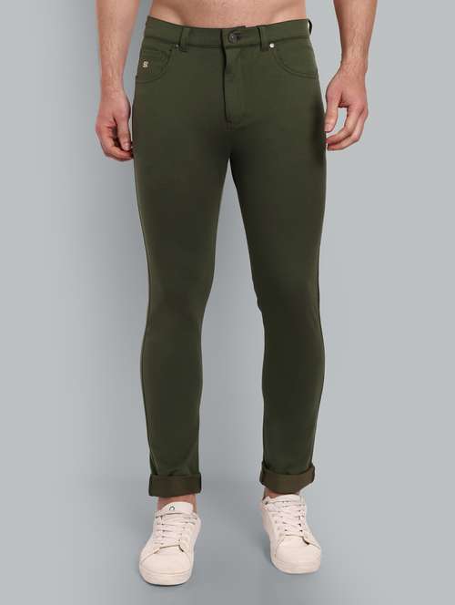 men olive green solid mid rise chinos  - 21566732 -  Standard Image - 0
