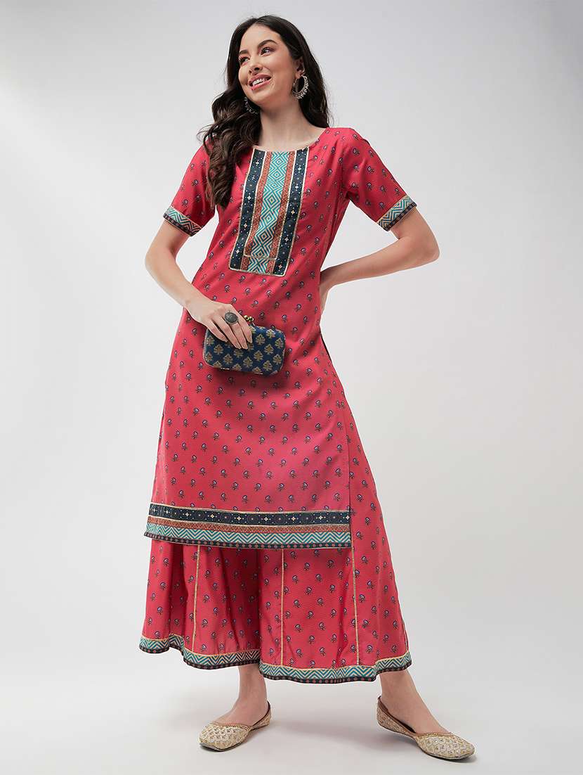 women pink floral kurta sharara set - 21567187 -  Standard Image - 2