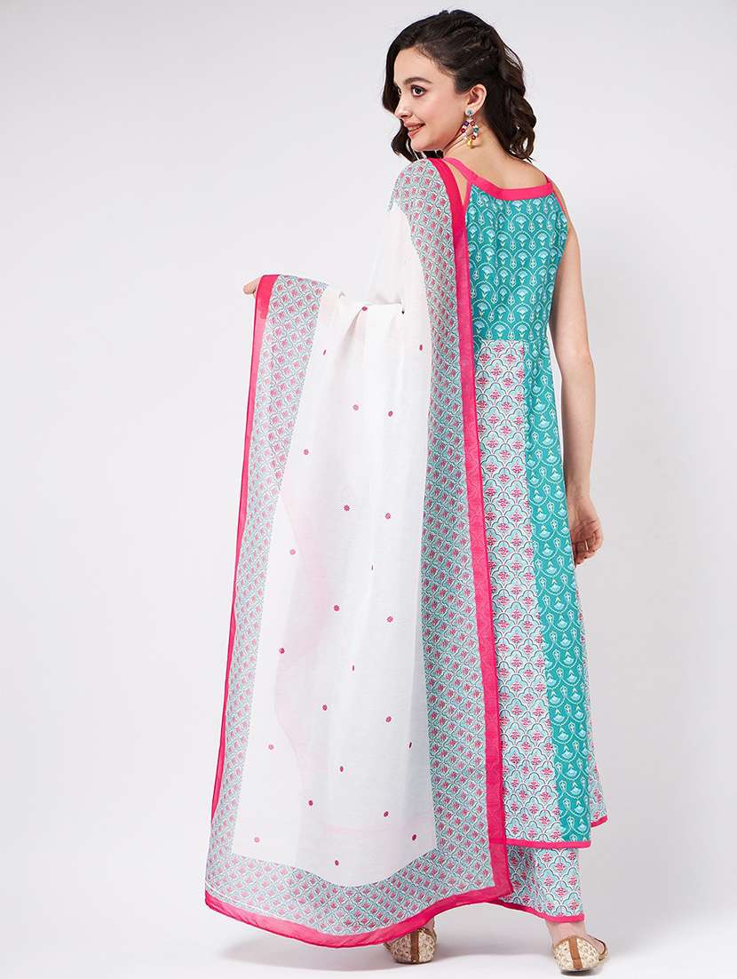 women printed kurta palazzo set with dupatta - 21567209 -  Standard Image - 2