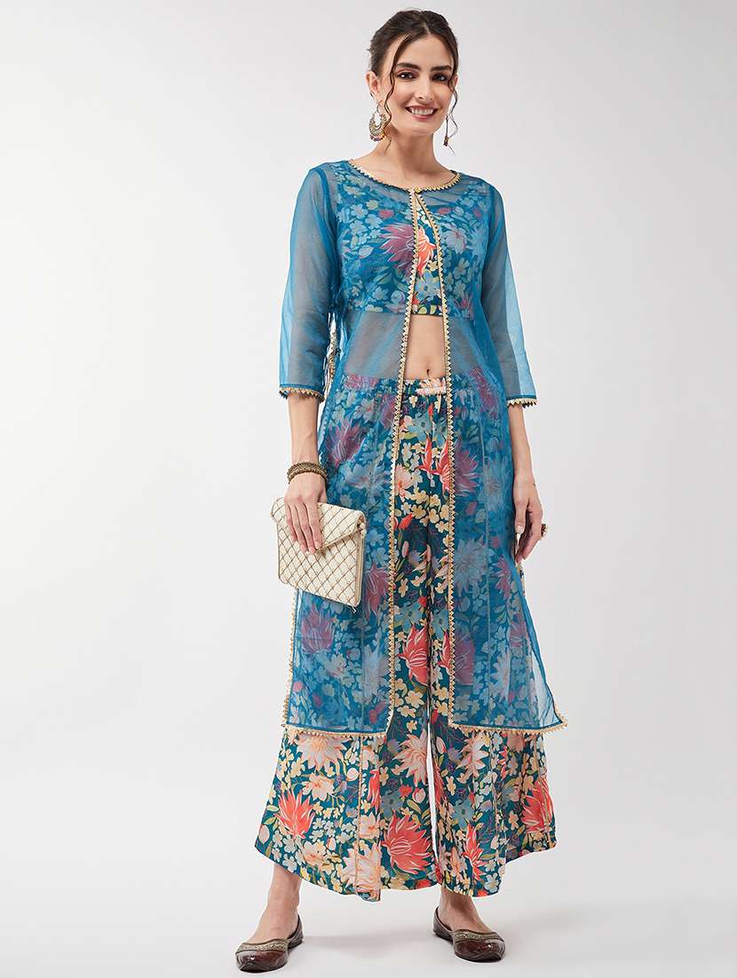 women floral round neck fusion set - 21567266 -  Standard Image - 2