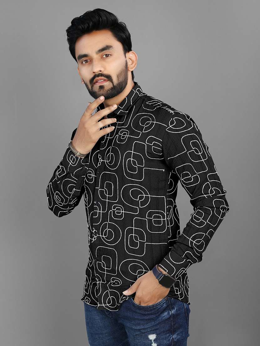 men abstract printed regular fit casual shirt - 21567298 - Standard Image - 2