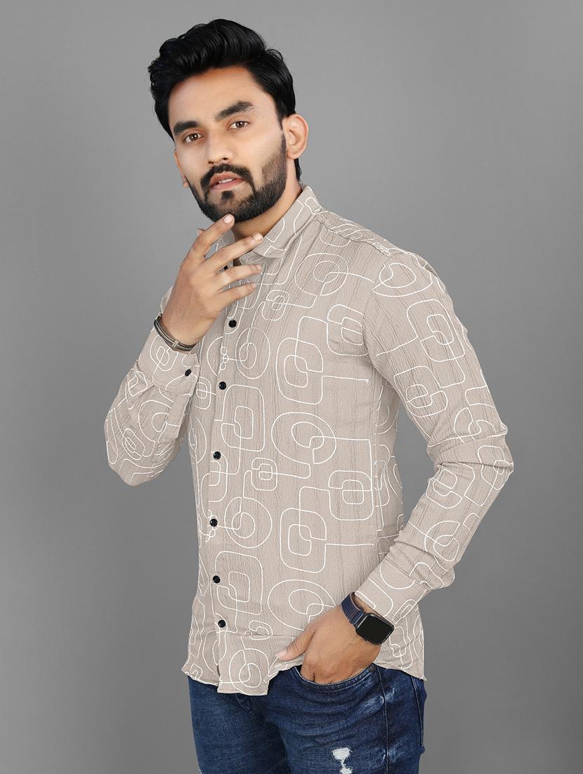 men abstract printed regular fit casual shirt - 21567300 - Standard Image - 2