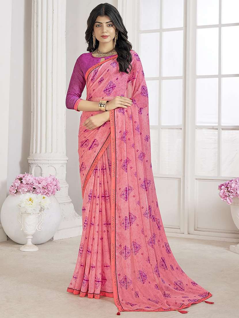 women printed embellished saree