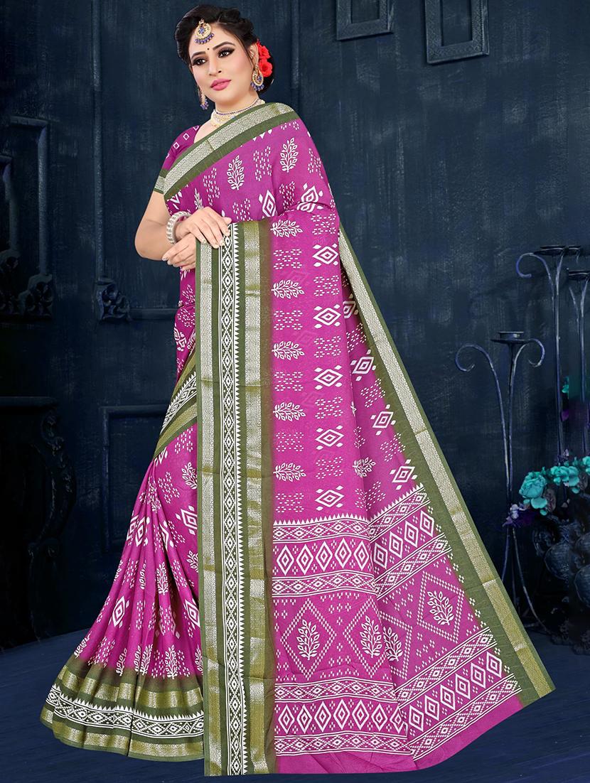 women pink printed saree - 21567480 - Standard Image - 2