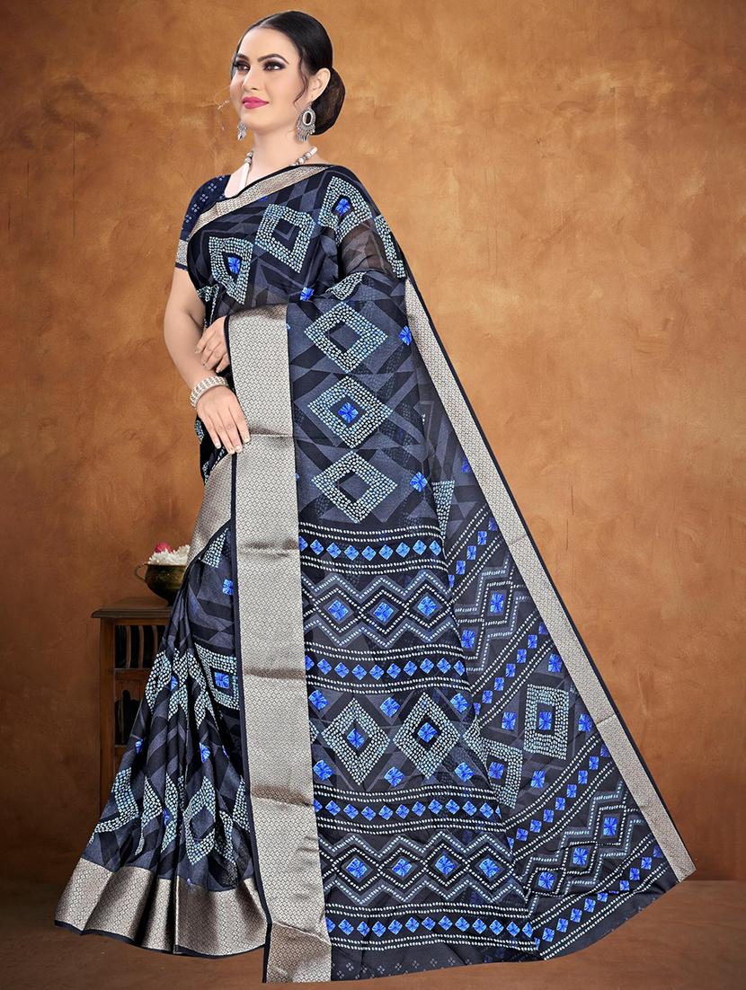 women blue geometric printed saree - 21567527 - Standard Image - 2