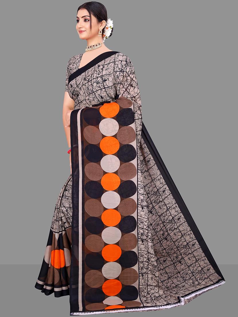 women black printed saree - 21567536 - Standard Image - 2