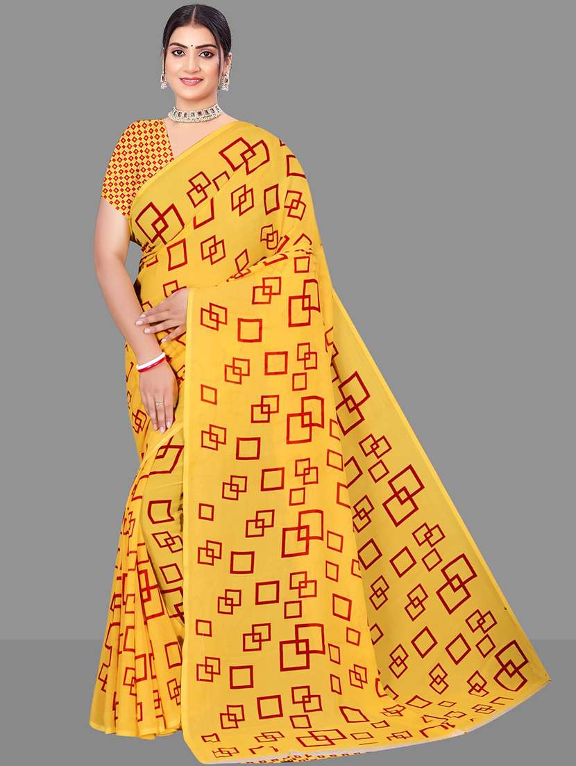 women geometric printed saree 