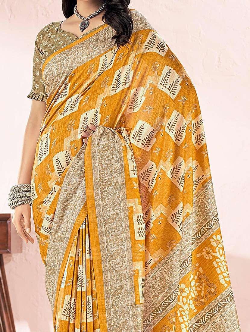 women gold printed saree - 21567592 -  Standard Image - 2