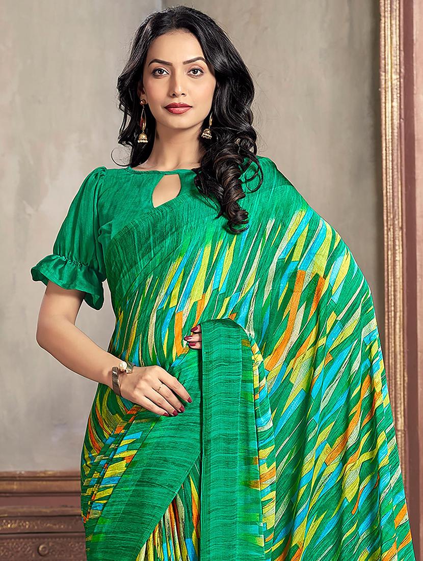 women green printed saree - 21567621 - Standard Image - 2