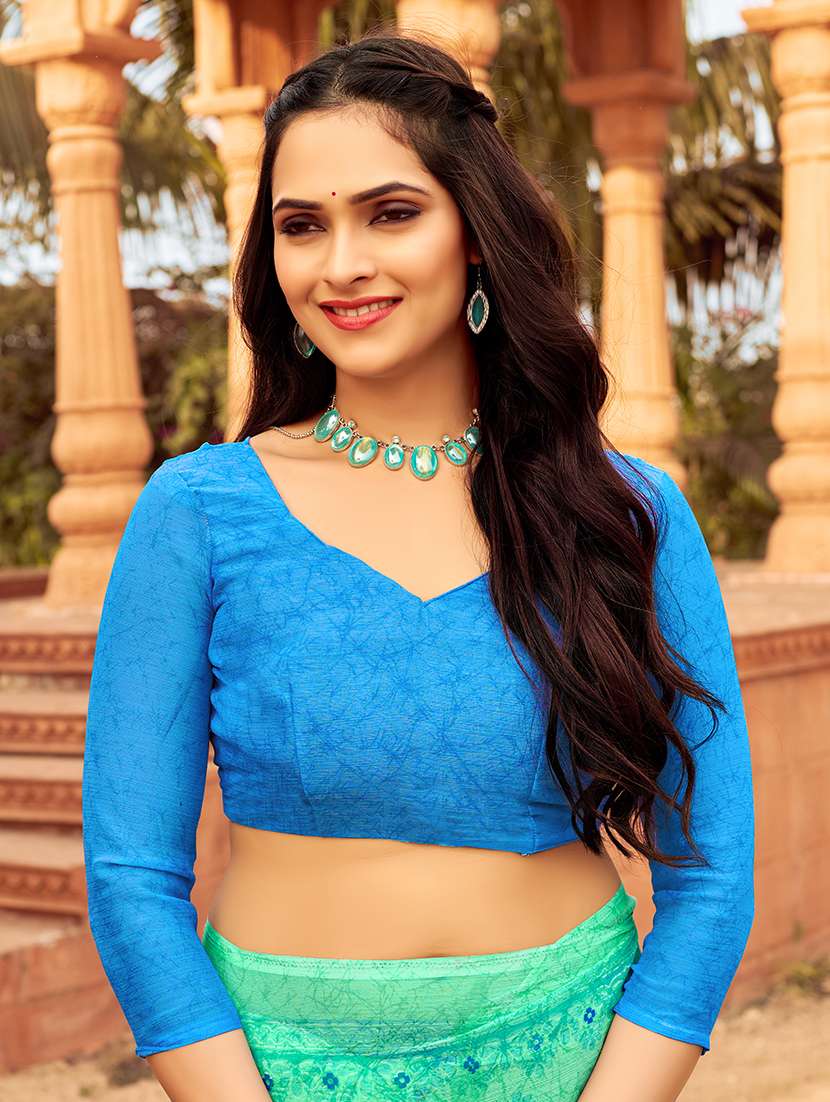 women sea green printed saree - 21567697 -  Standard Image - 2