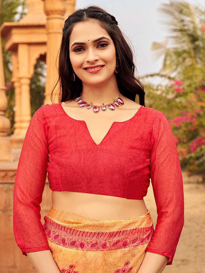 women orange printed saree - 21567704 -  Standard Image - 2