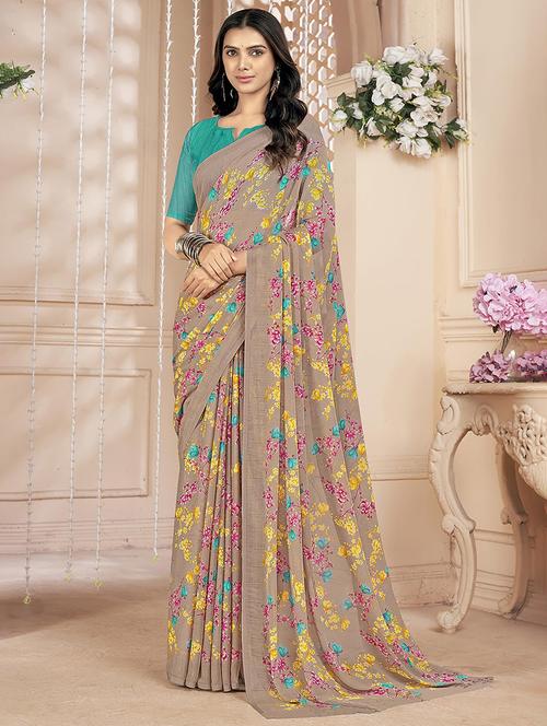 women floral printed saree - 21567723 - Standard Image - 0