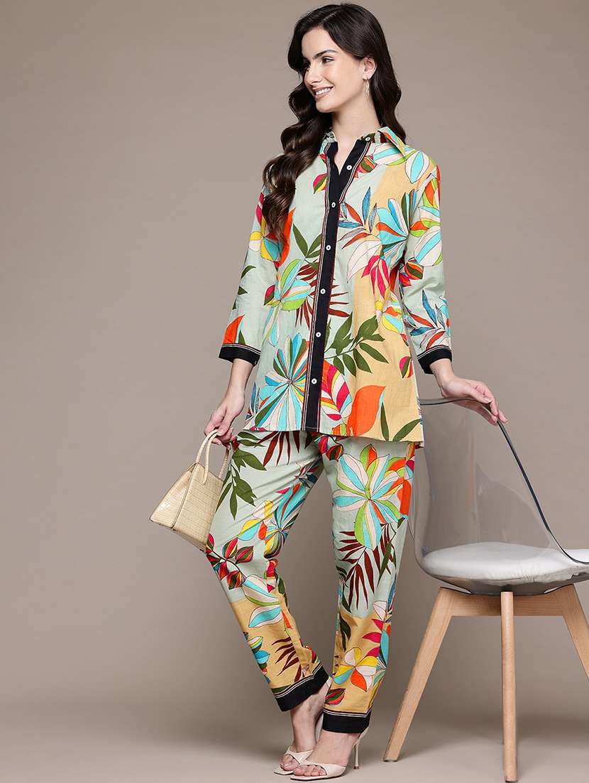 women green printed co-ord set