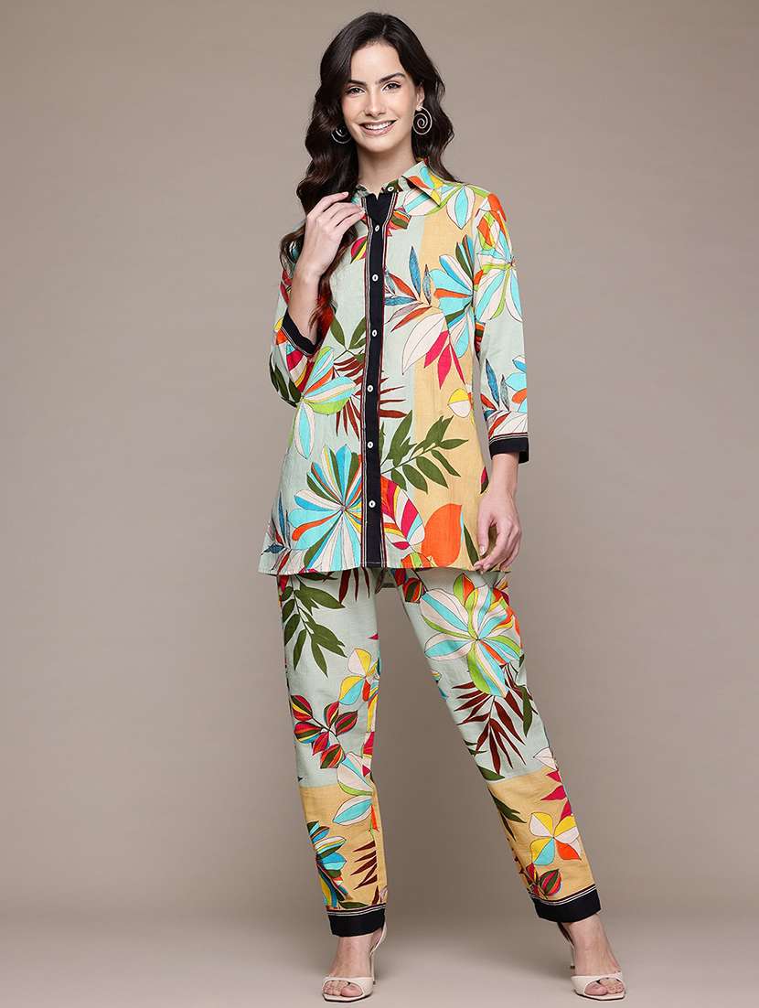 women green printed co-ord set - 21567817 - Standard Image - 2