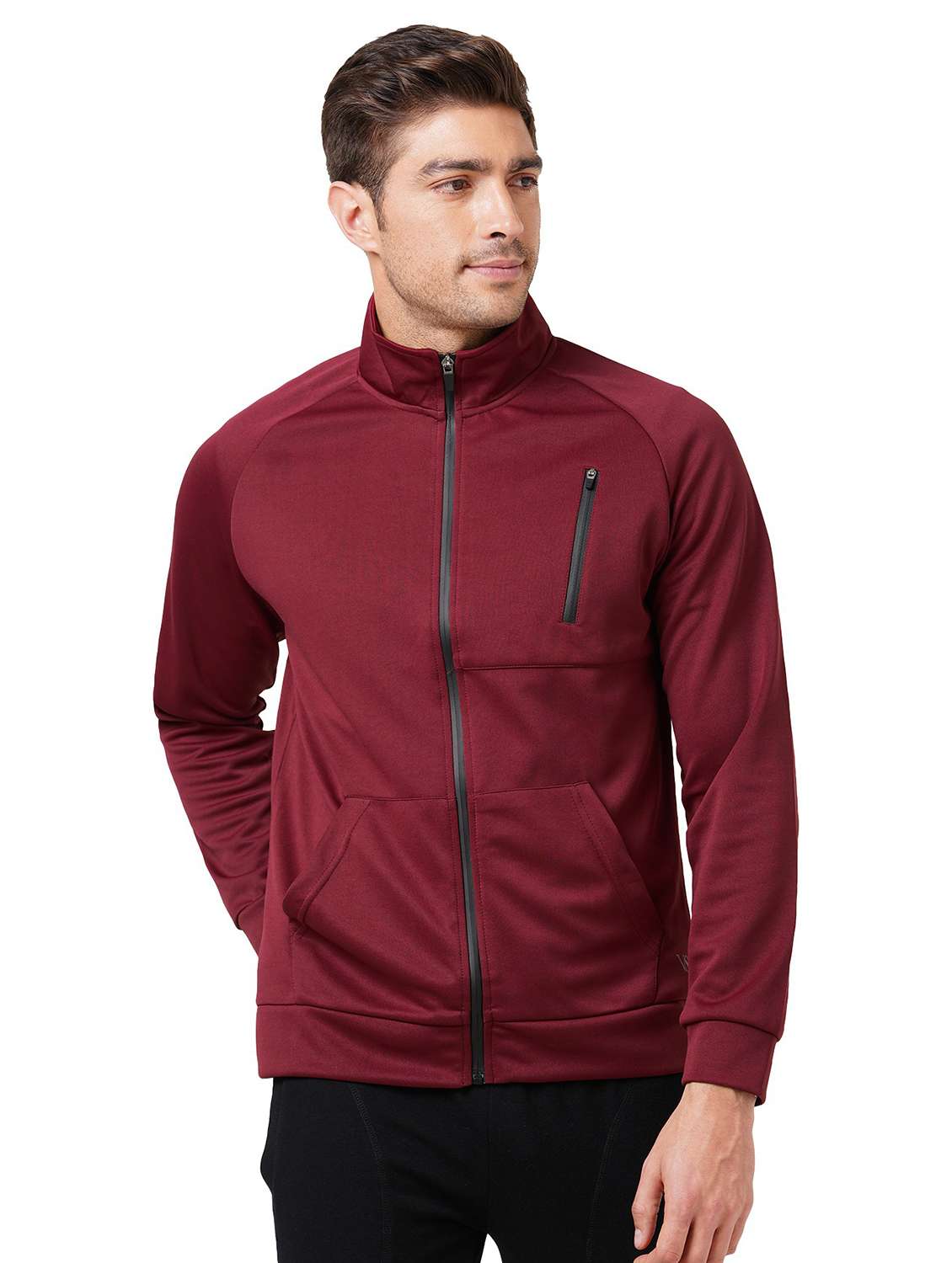 maroon polyester casual jacket