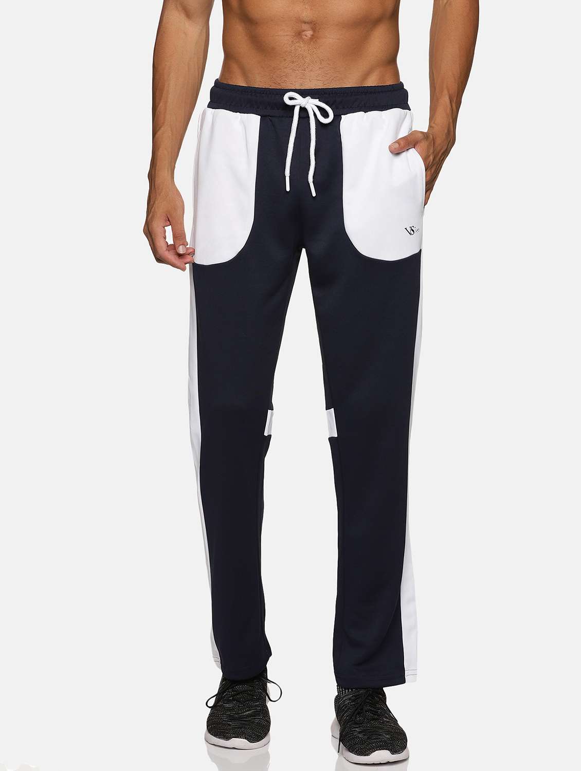 navy blue polyester  ankle length track pant