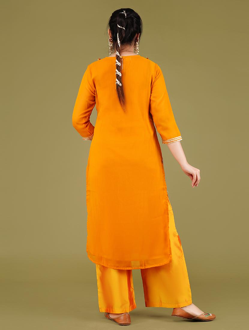 women mustard kurta palazzo set with dupatta - 21568136 - Standard Image - 2