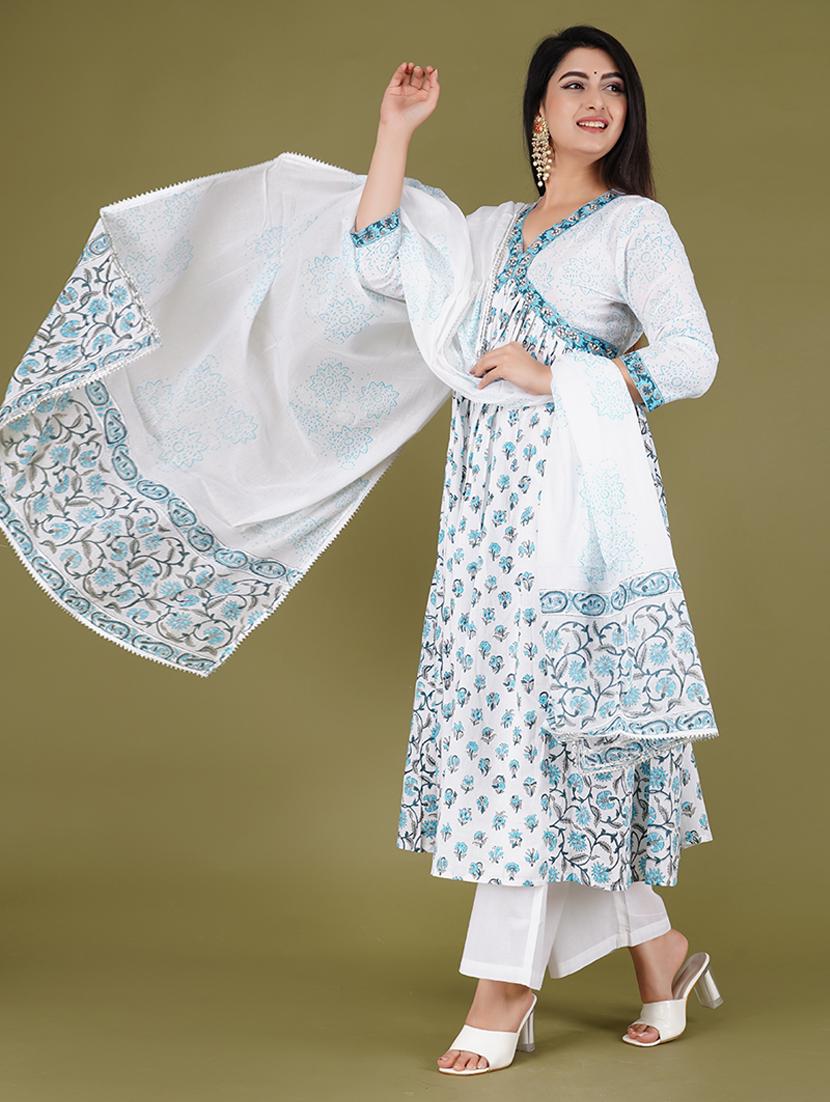 women floral kurta palazzo set with dupatta - 21568139 - Standard Image - 2