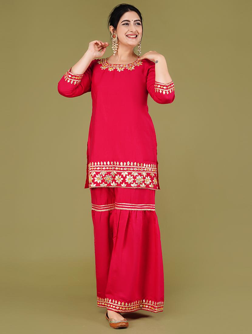 women solid kurta sharara set with dupatta - 21568140 - Standard Image - 2