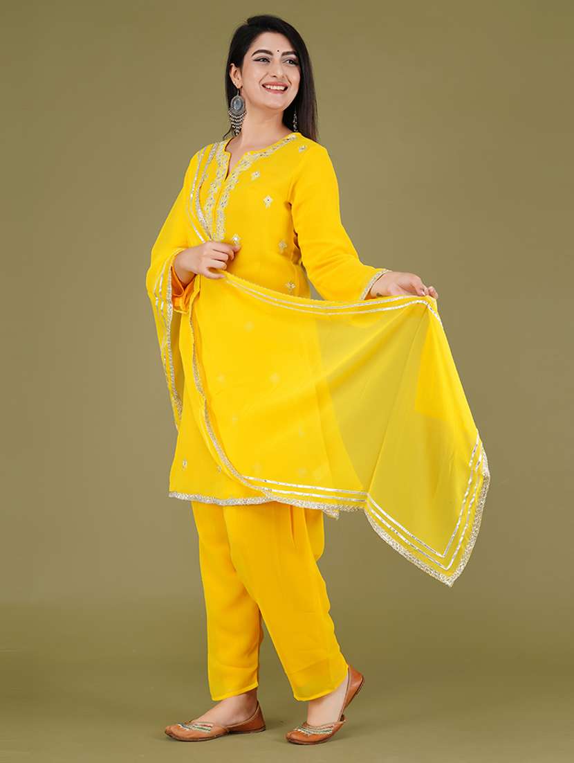 women notch neck kurta salwar set with dupatta - 21568144 -  Standard Image - 2