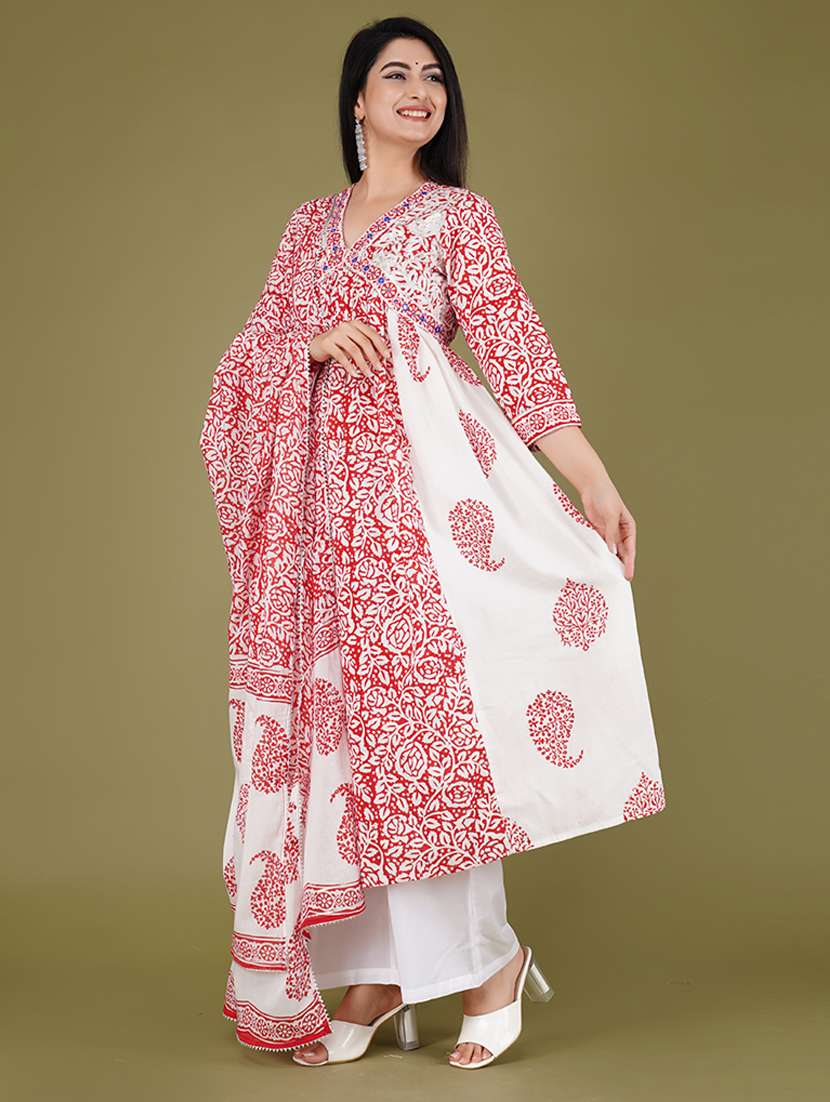 women paisley kurta palazzo set with dupatta - 21568153 -  Standard Image - 2