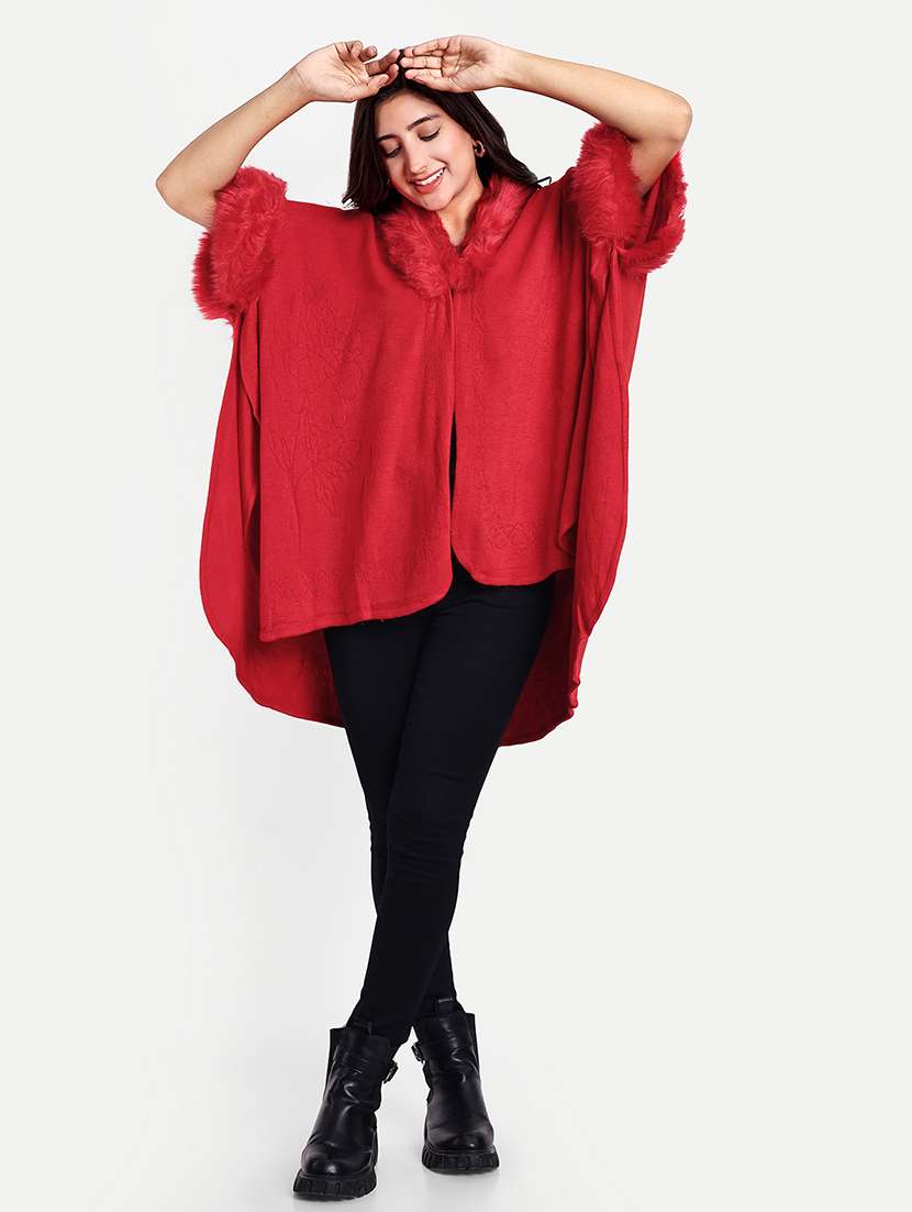 women red solid long sleeve shrug - 21568356 - Standard Image - 2