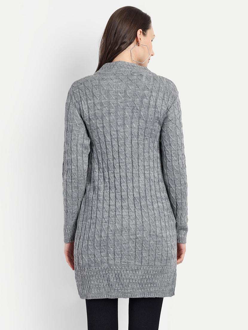 women grey self design cardigans - 21568380 - Standard Image - 2