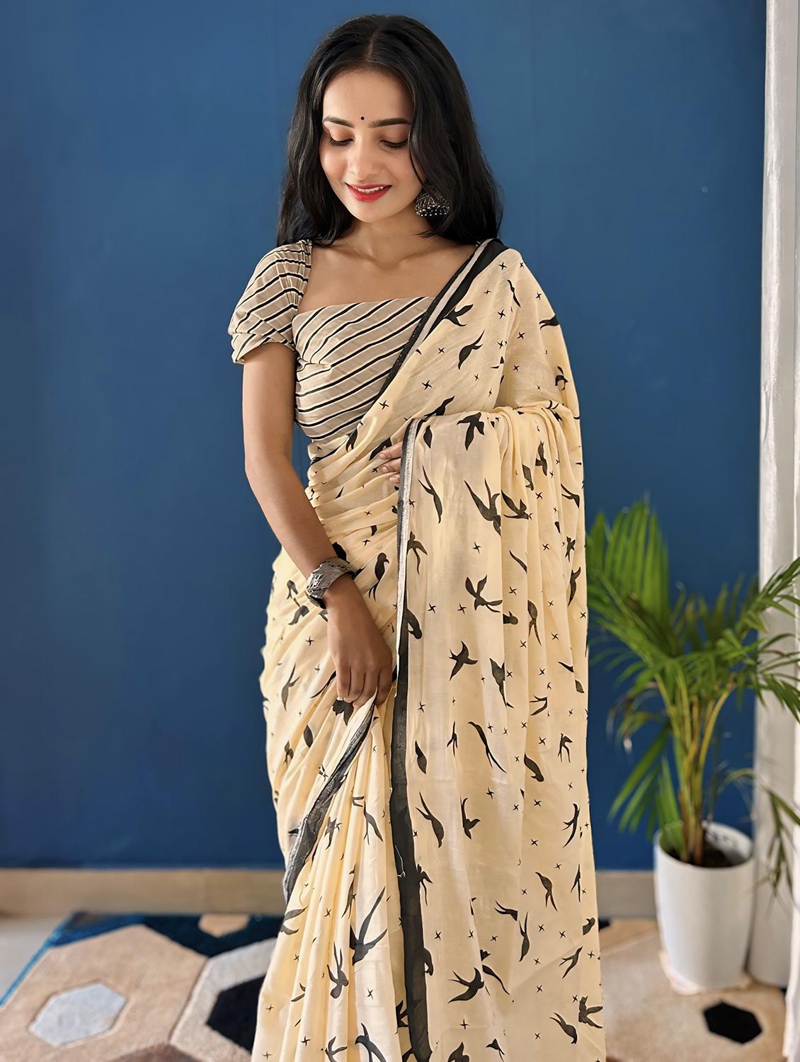 women printed saree with blouse - 21569004 - Standard Image - 2