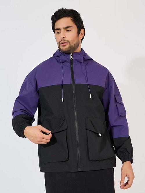 men color block long sleeves casual jacket - 21569240 - Standard Image - 0