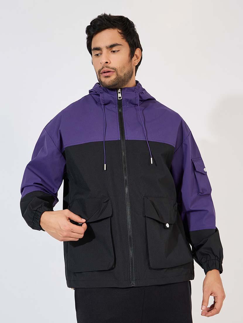 men color block long sleeves casual jacket - 21569240 - Zoom Image - 0