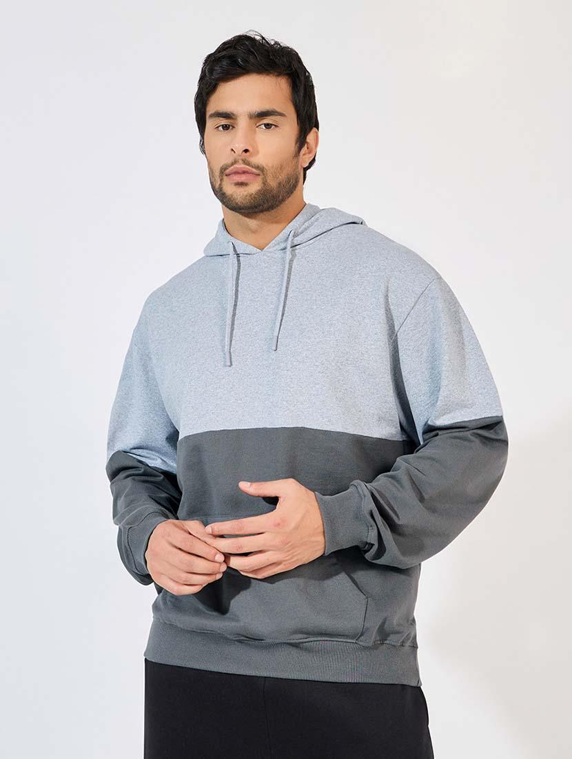 men hooded color block sweatshirt - 21569279 - Zoom Image - 0