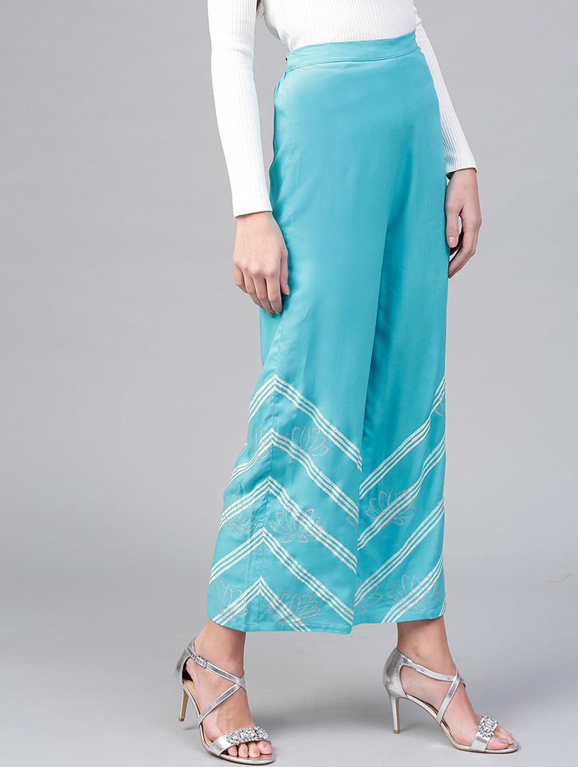 women blue printed palazzo - 21569501 - Standard Image - 2