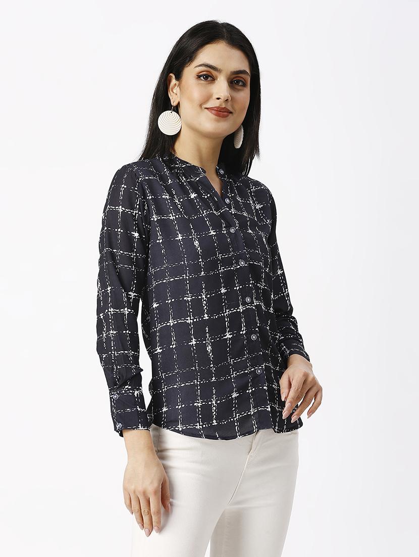 women printed mandarin neck shirt - 21569574 - Standard Image - 2