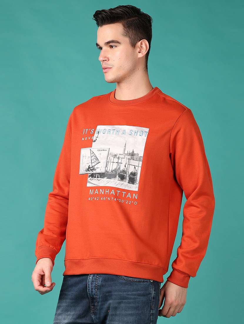 men long sleeves front print sweatshirt - 21569591 -  Standard Image - 2