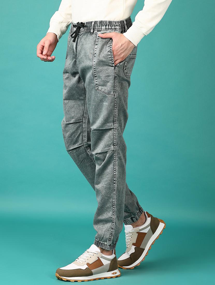 men olive solid mid rise regular fit jogger - 21569605 - Standard Image - 2