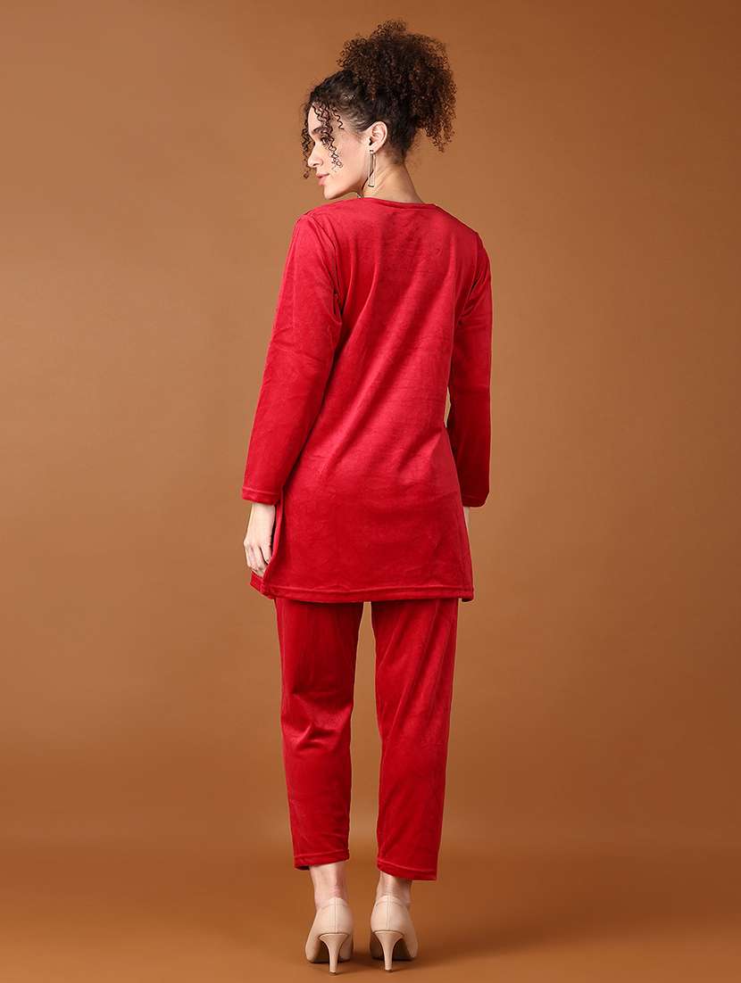 women red embroidered kurta pant set - 21569690 -  Standard Image - 2