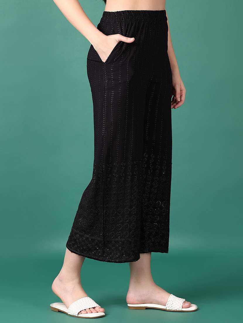 women black embroidered palazzo - 21569695 -  Standard Image - 2