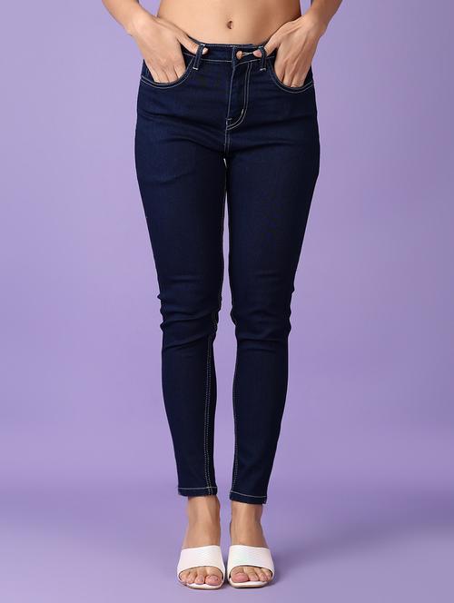 women blue skinny fit plain jean - 21569738 -  Standard Image - 0