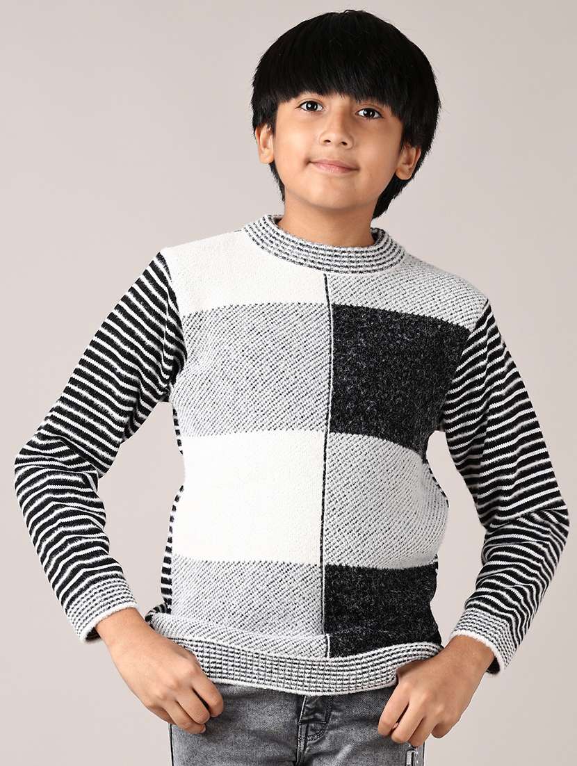 boys checkered long sleeve pullover sweater
