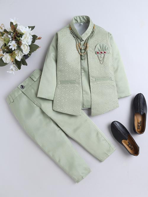 boys self design 3 pcs sherwani set - 21570392 - Standard Image - 0