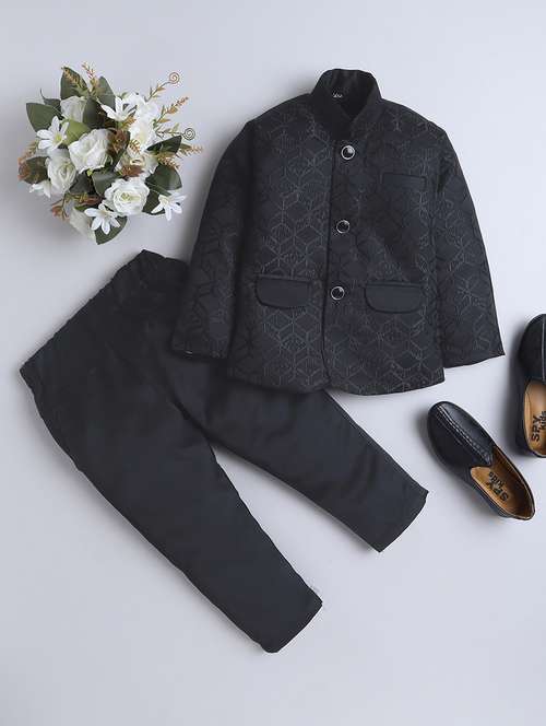 boys embroidered 3 pcs sherwani set - 21570429 -  Standard Image - 0