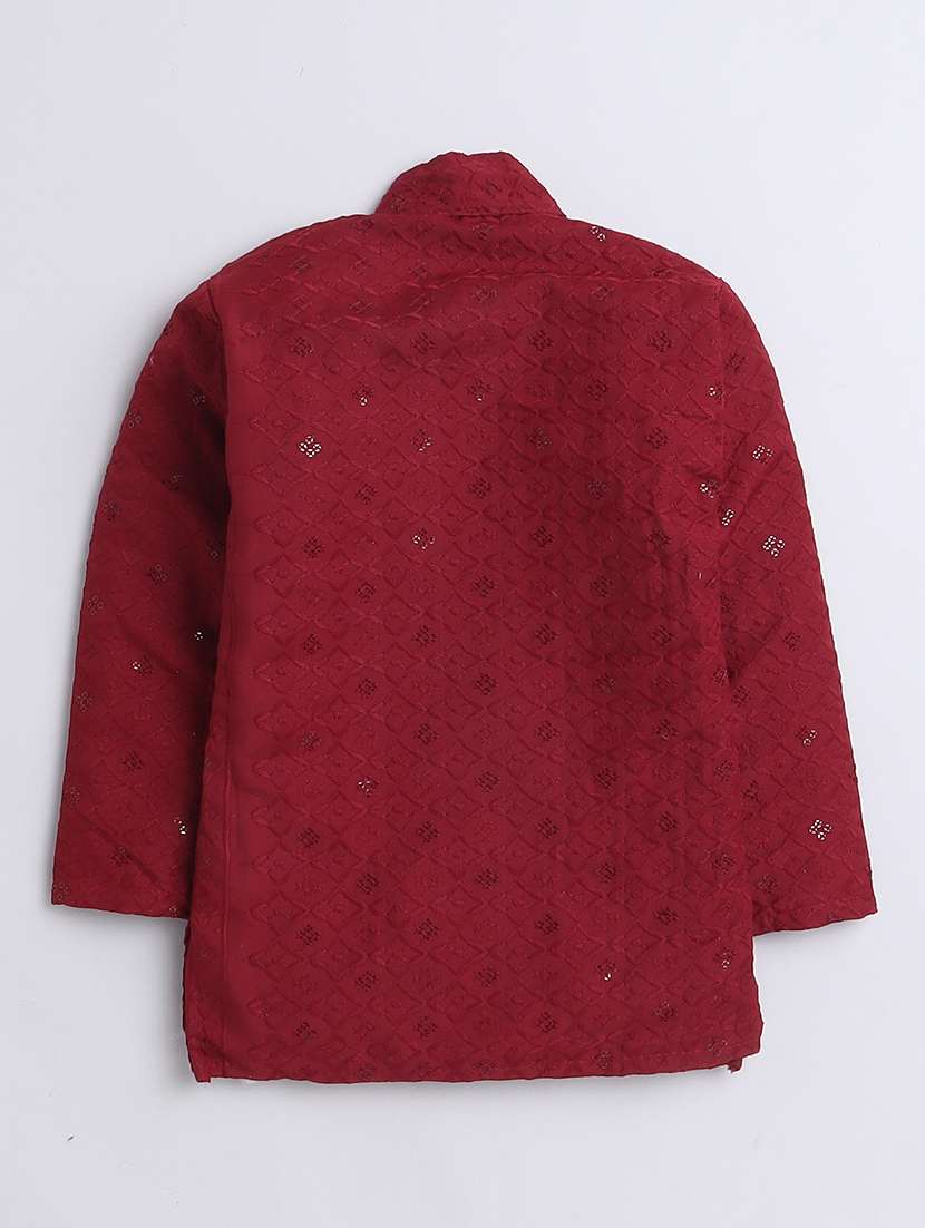 boys embroidered & sequins work kurta and bottom set - 21570442 - Standard Image - 2